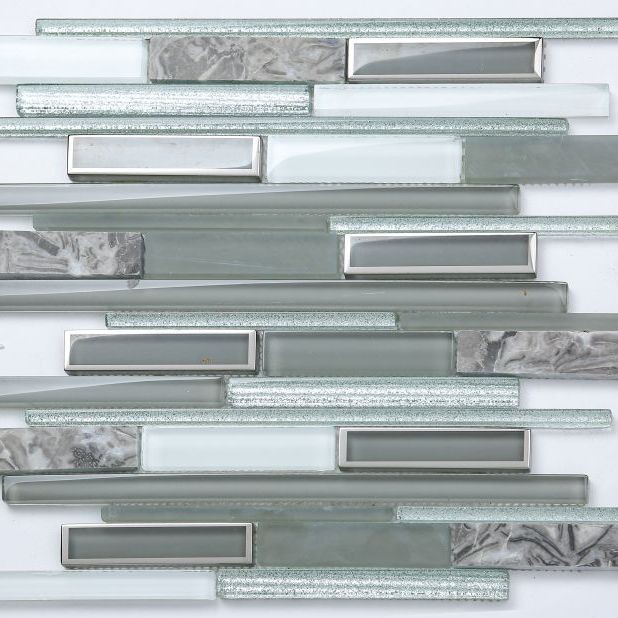 Silver Metal And Glass Mosaic Tile